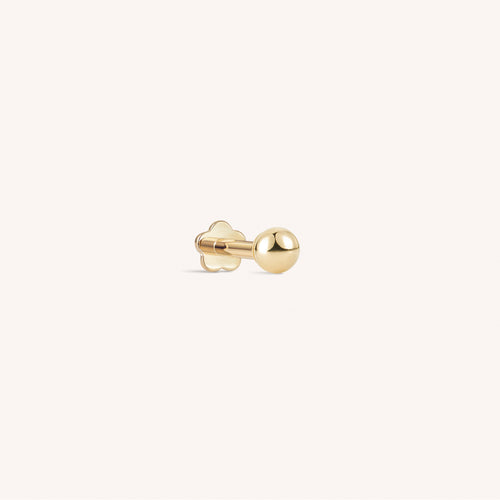 14K Solid Gold Ball Flatback Earring And Open Huggie Set