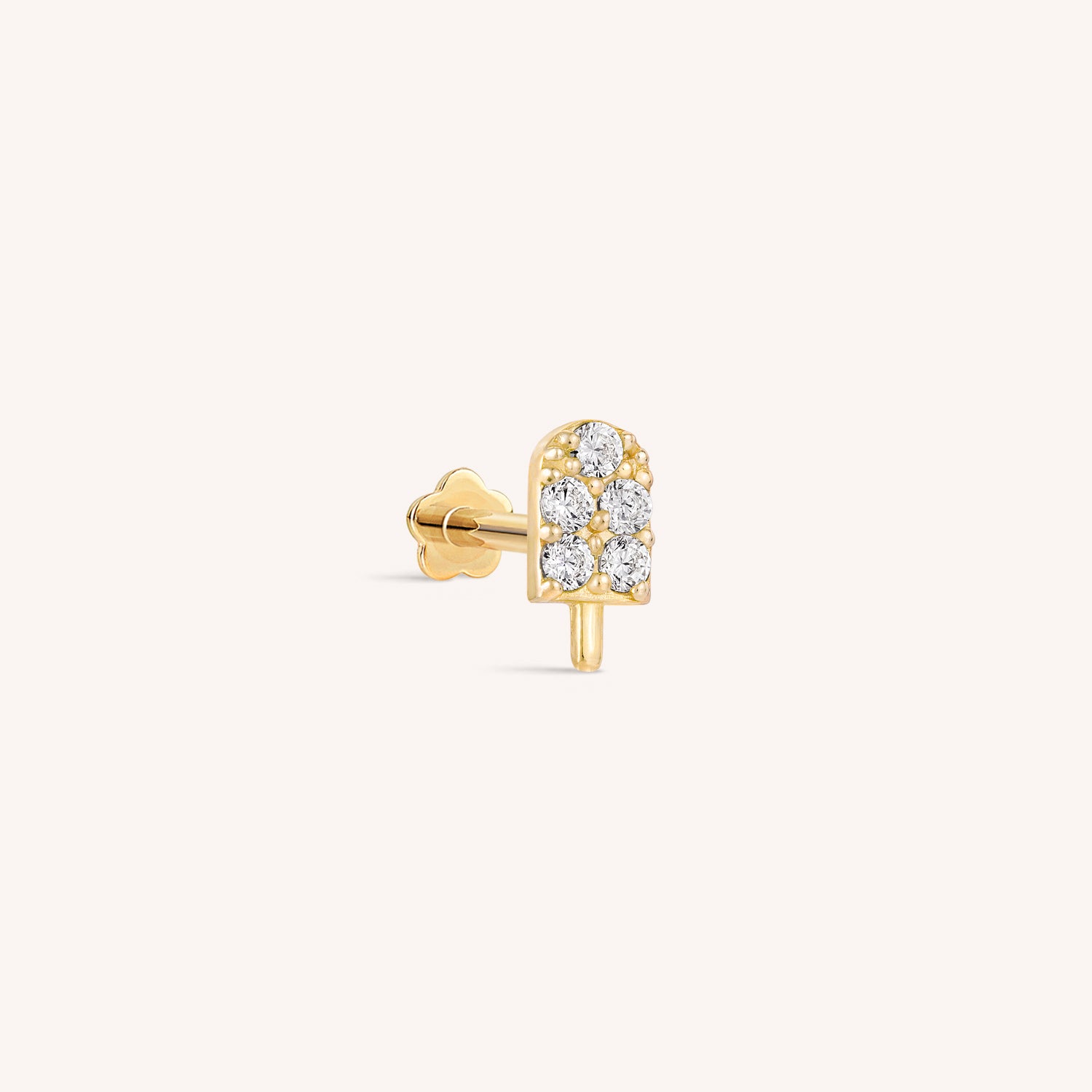 14K Solid Gold Popsicle Flatback Earring