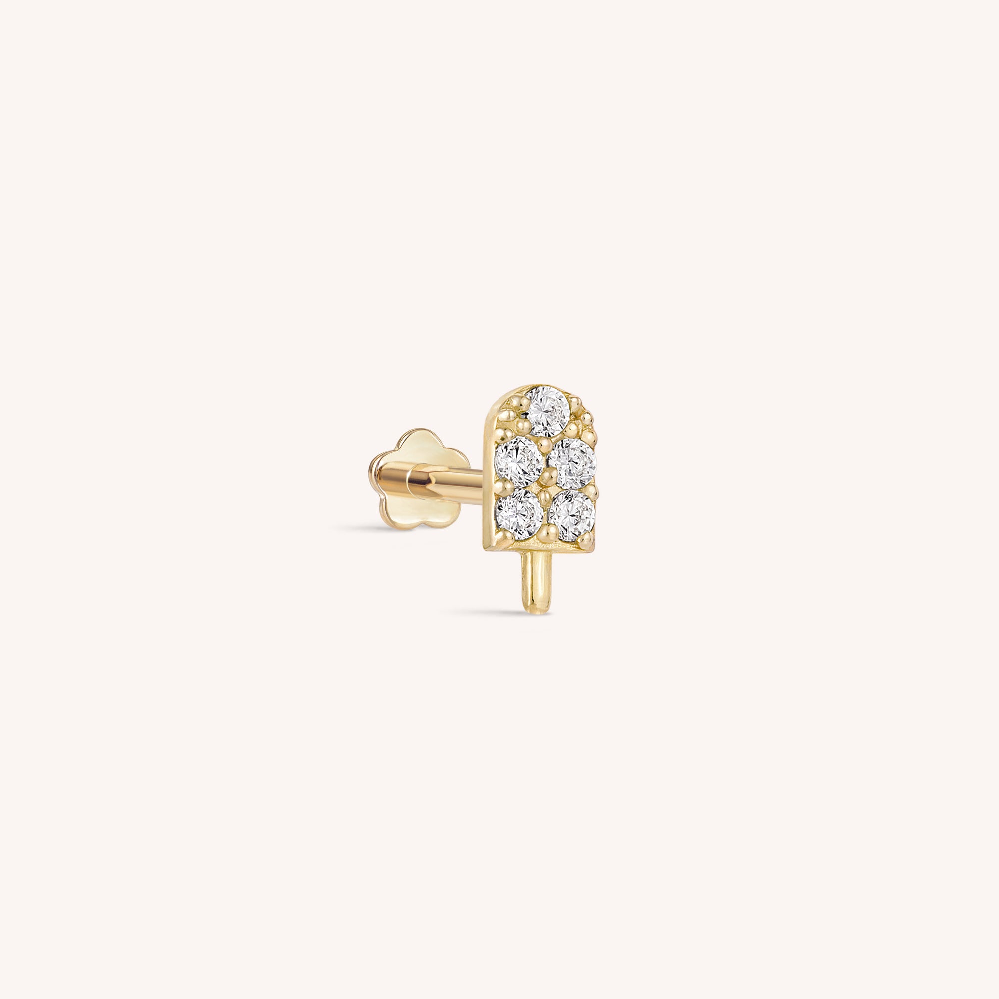 14K Solid Gold Popsicle Flatback Earring