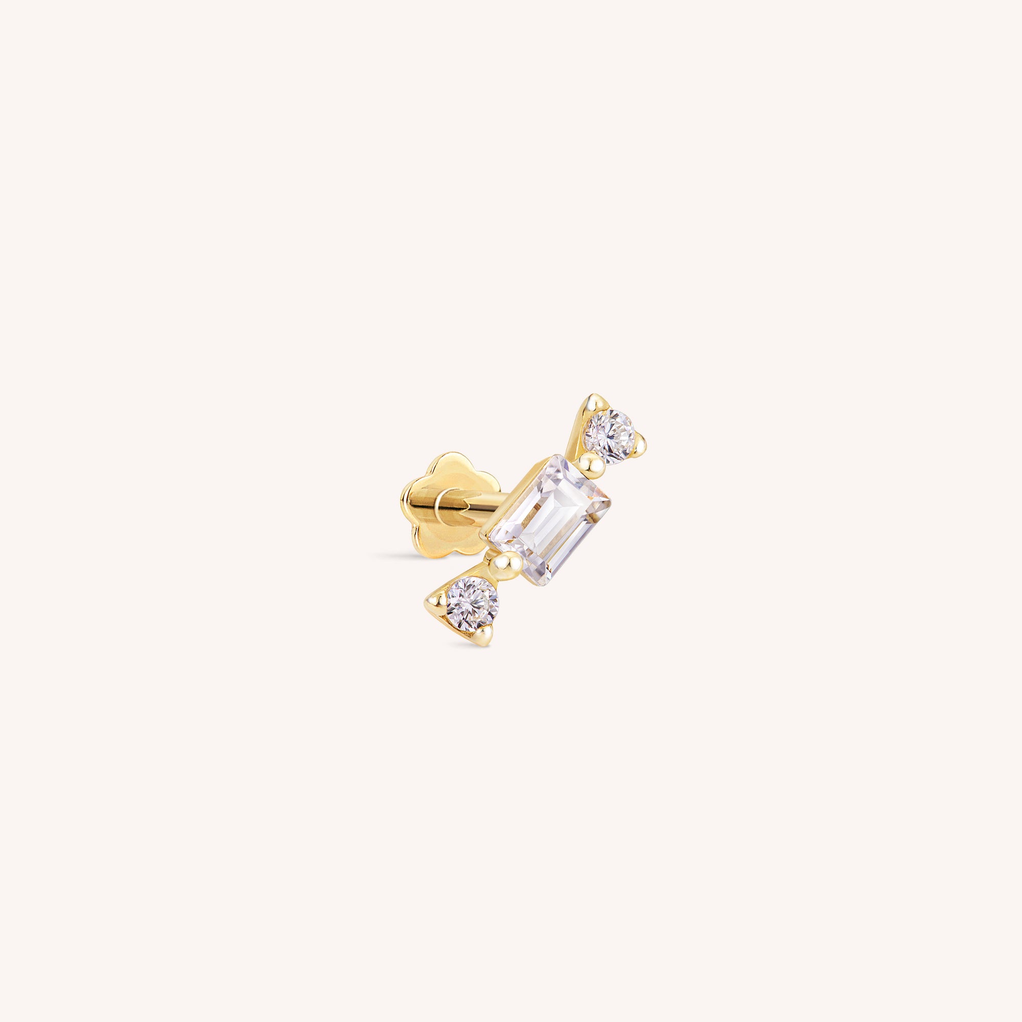 14K Solid Gold Candy Flatback Earring