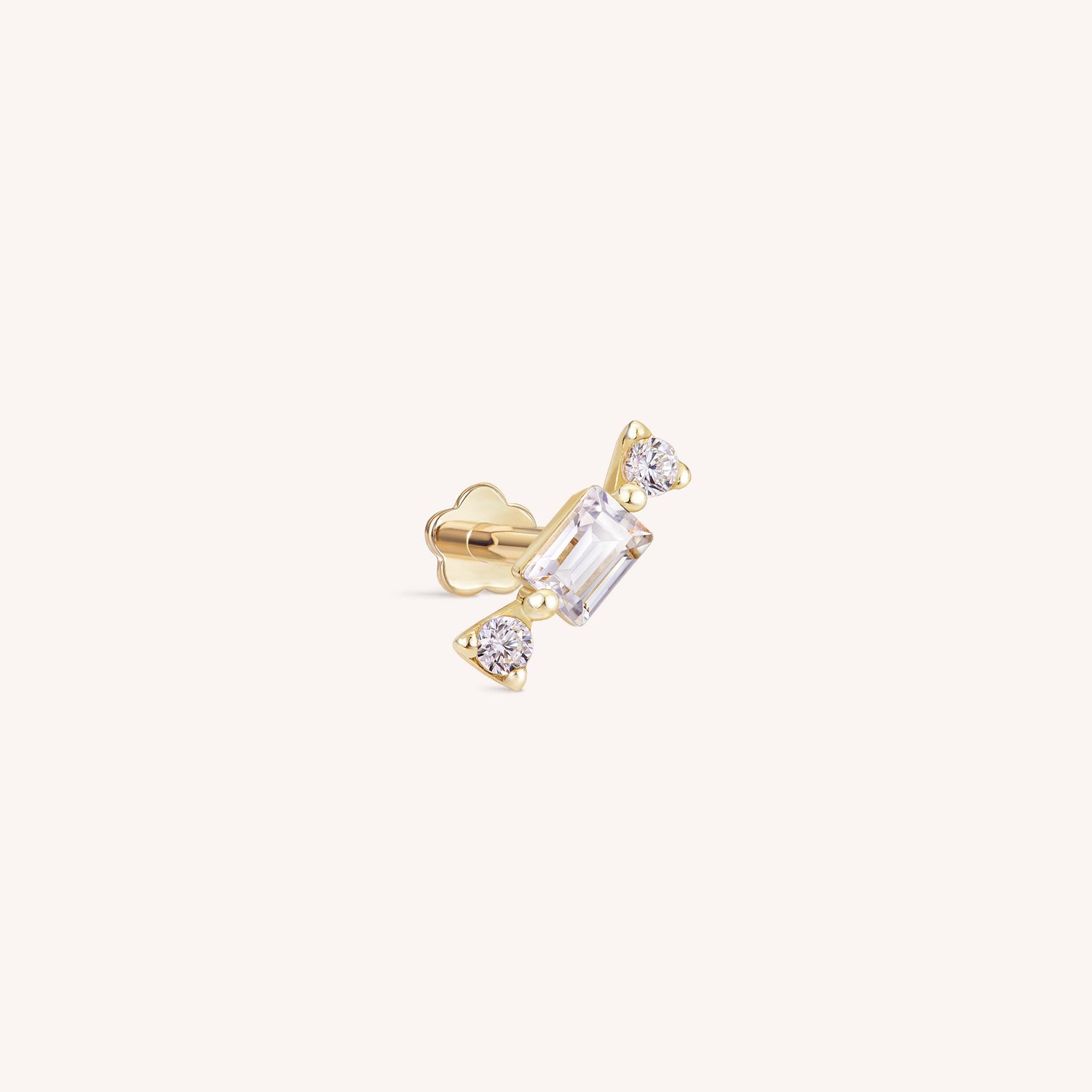 14K Solid Gold Candy Flatback Earring