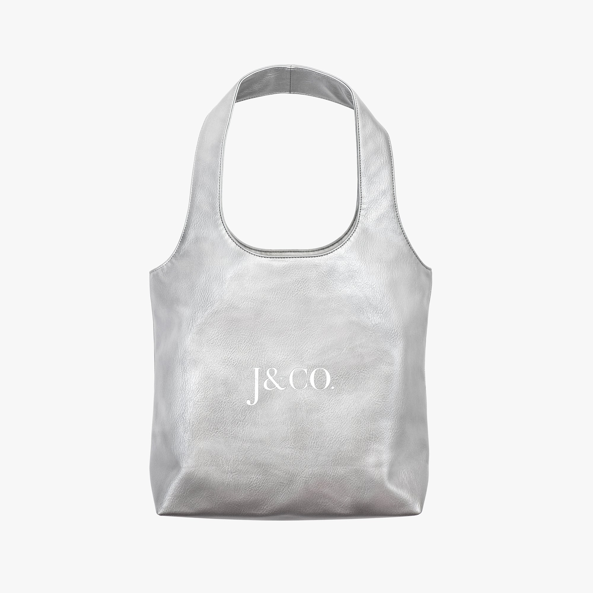 Silver Leather Tote Bag