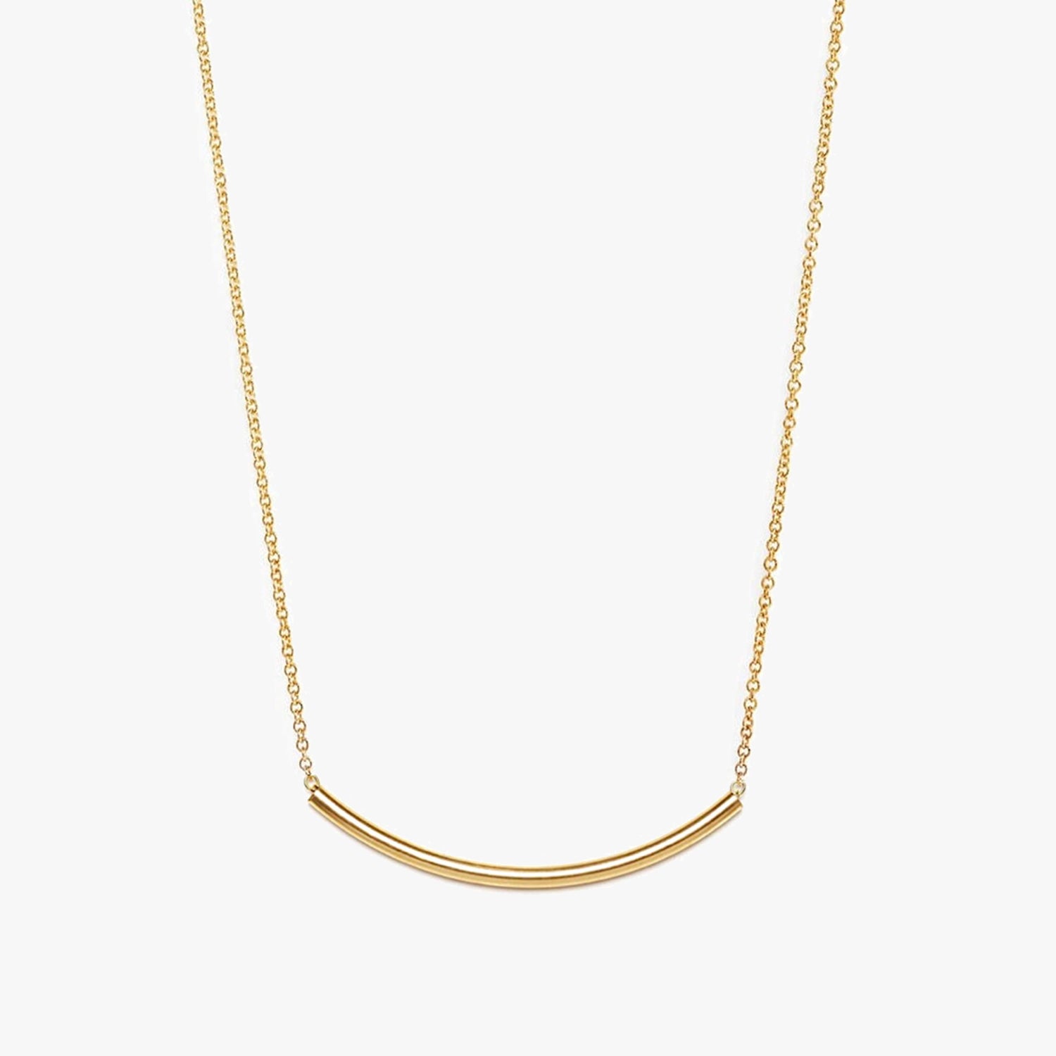 14k Solid Gold Mini Smile Necklace, 14K Gold Mini Bar Necklace, 14K Gold Curved Bar Necklace, 14K hotsell Gold Bar Necklace, Perfect Gift for Her!