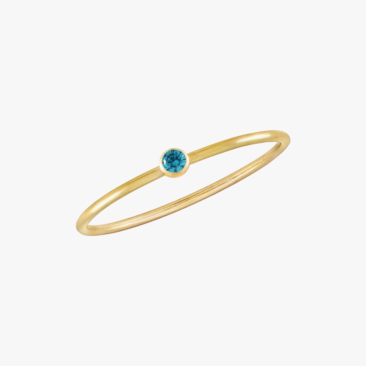 Mini Blue Aqua Bezel Ring