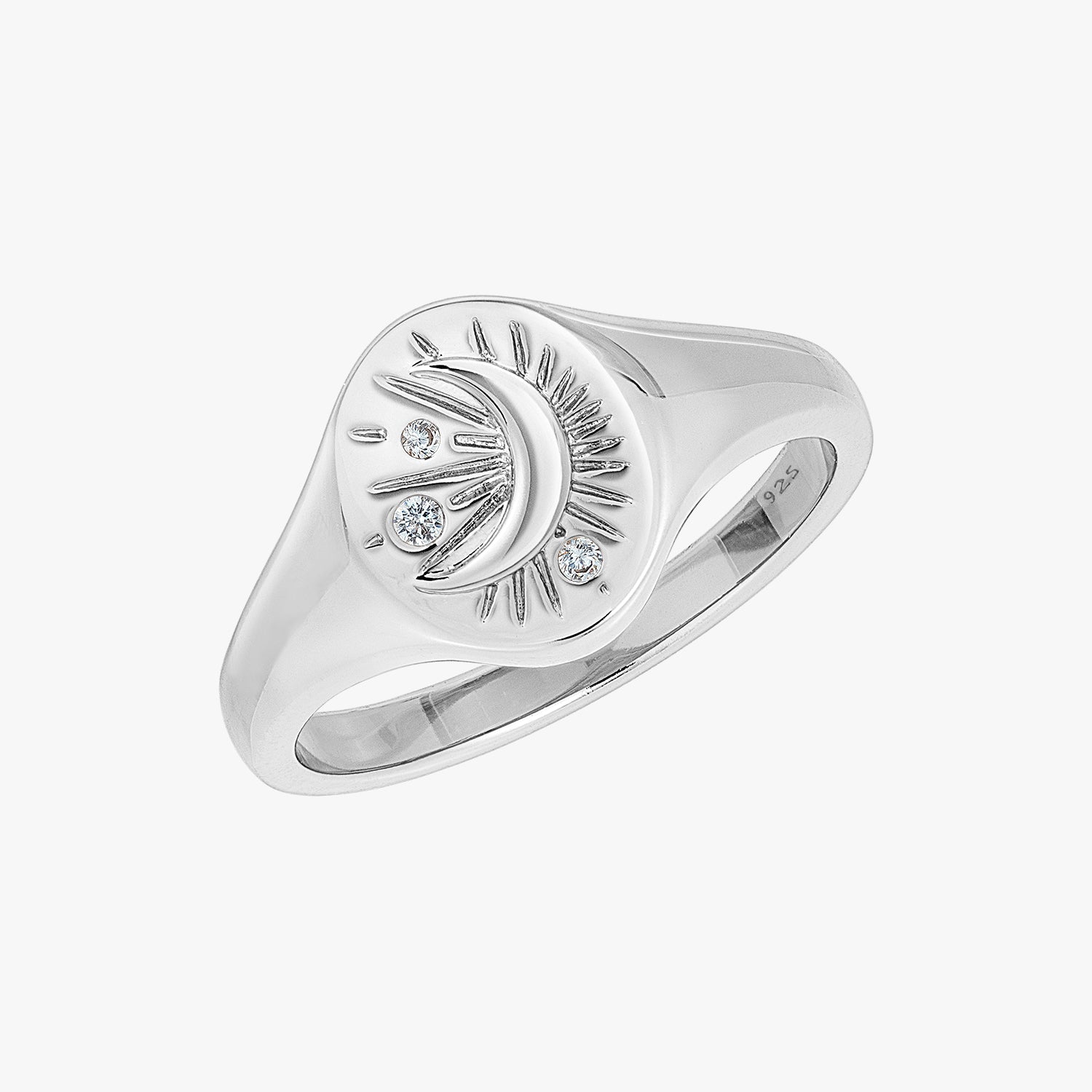 Tarot Moon Signet Ring Silver