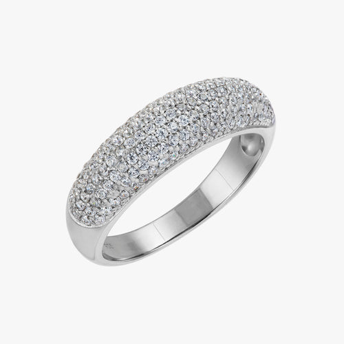 Encrusted Pave Dome Ring Silver