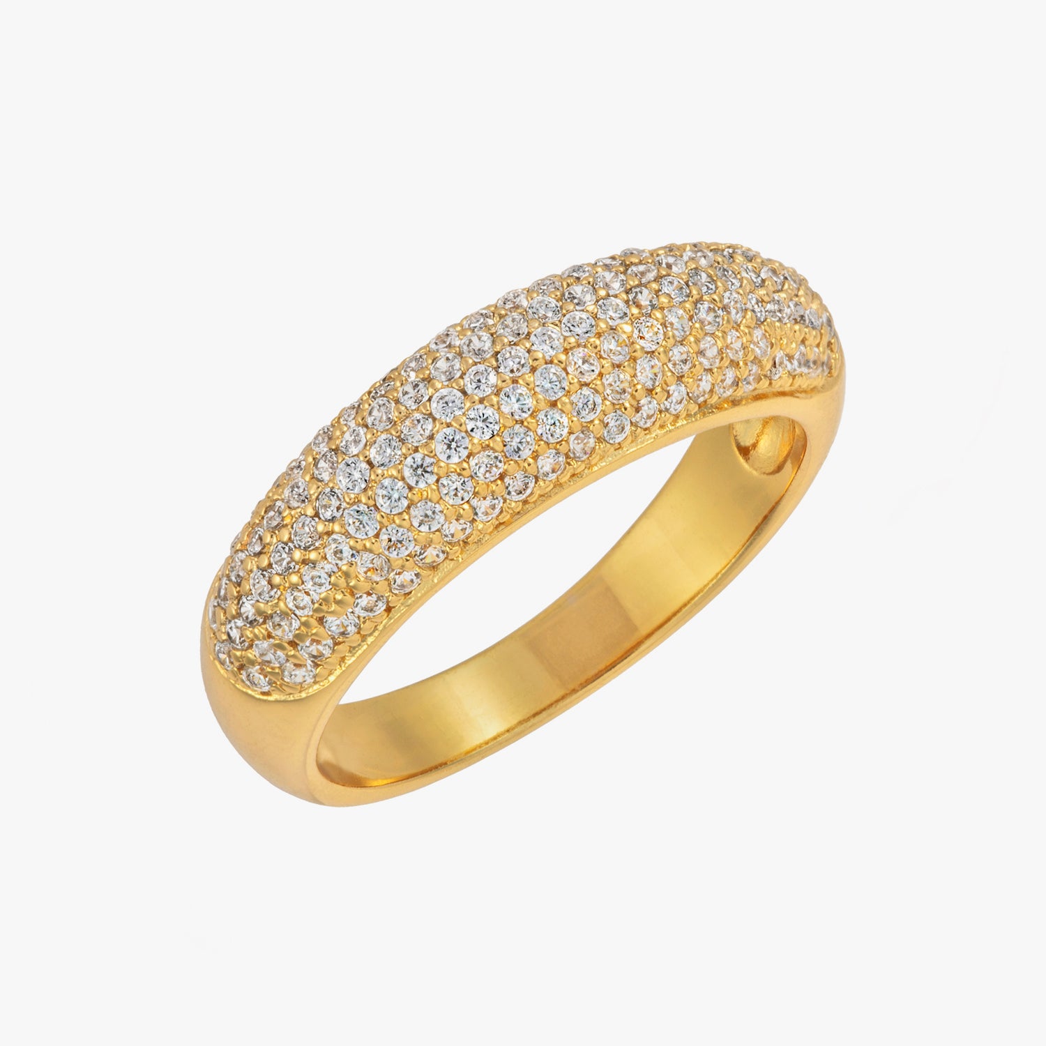 Encrusted Pave Dome Ring Gold