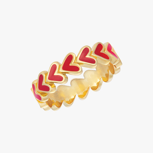 Ruby Heart Band Gold Ring