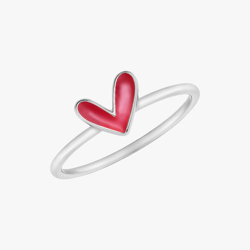 Love Ruby Heart Silver Ring