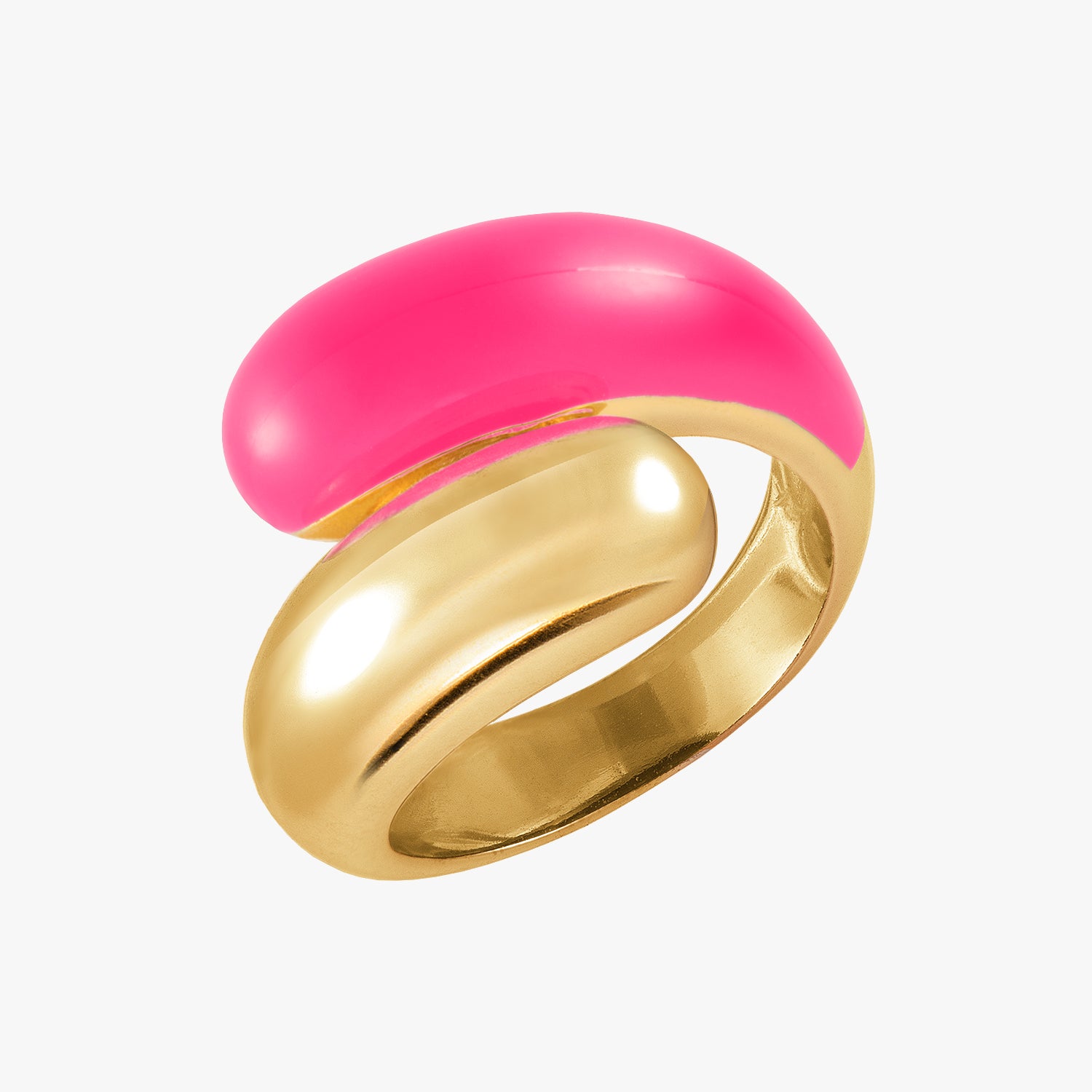 Twin Dome Neon Pink Enamel Ring