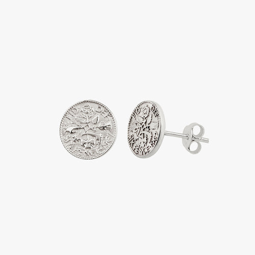 Medallion Coin Stud Earrings