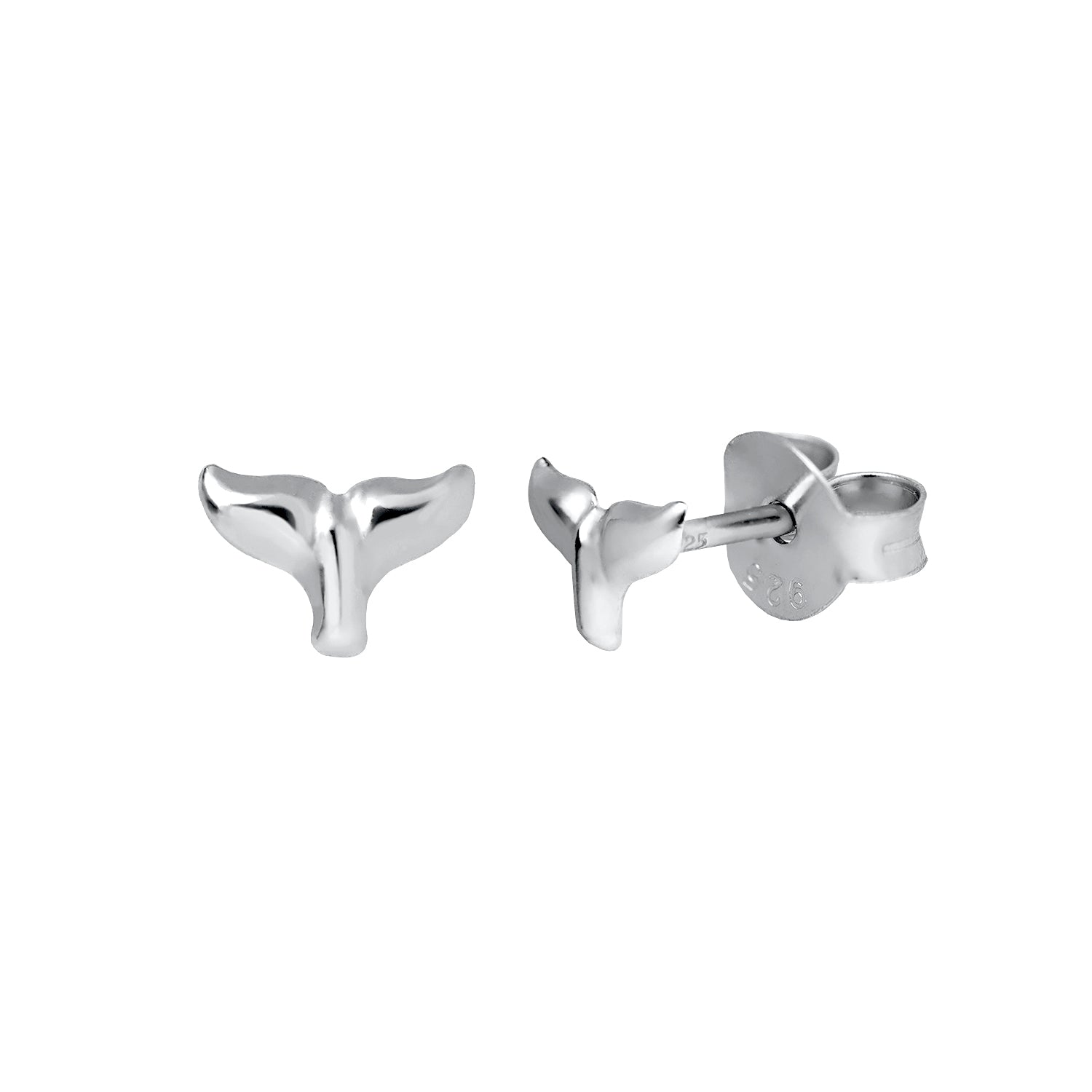 J&CO Jewellery Little Whale Tail Stud Earrings Silver