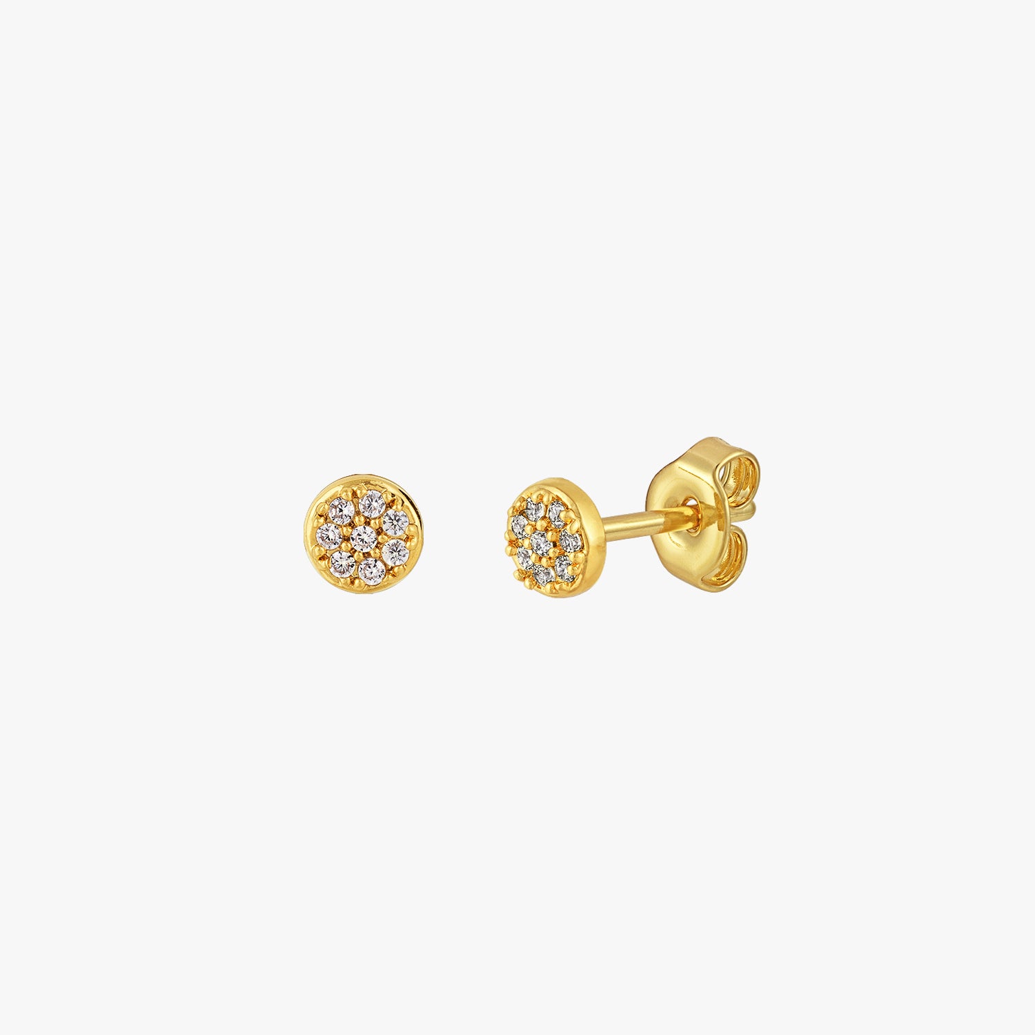 Mini pave diamond disc stud popular earrings