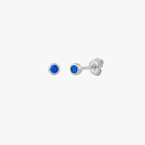 Mini Blue Bezel Stud Earrings