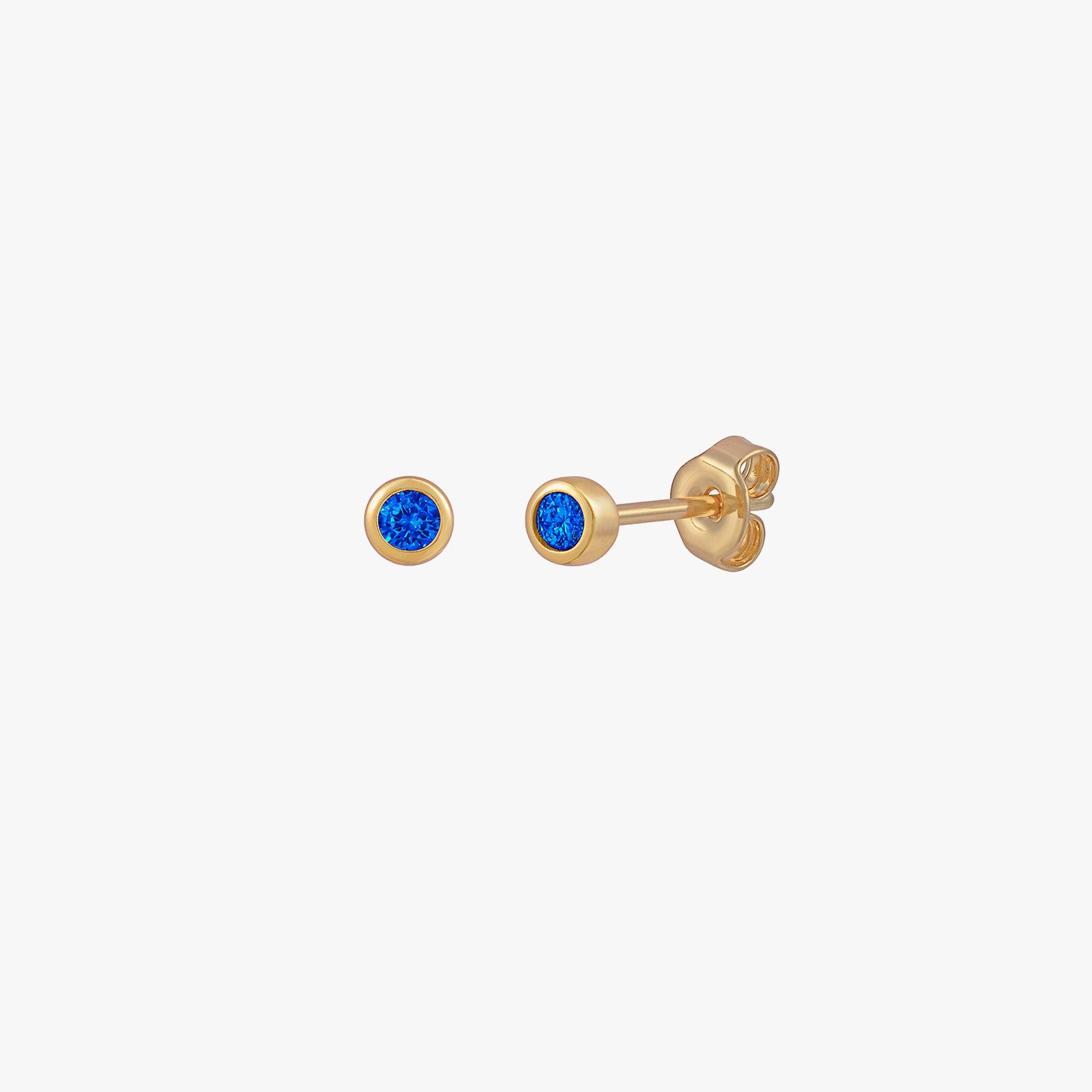 Mini Blue Bezel Stud Earrings