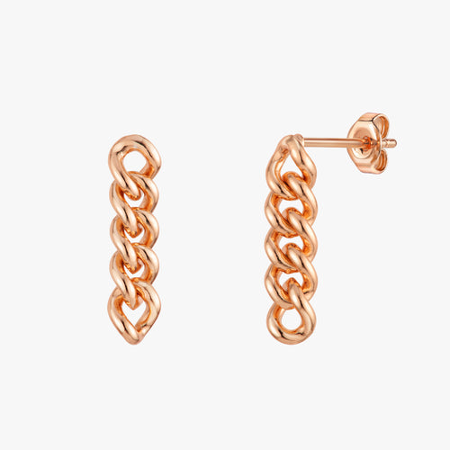 Cuban Chain Drop Stud Earrings