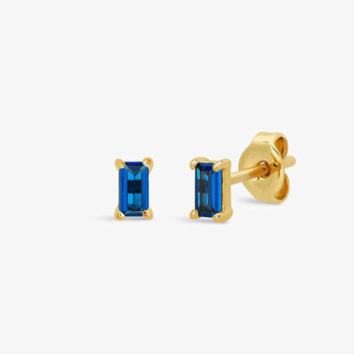 Blue Spinel Baguette Stud Earring