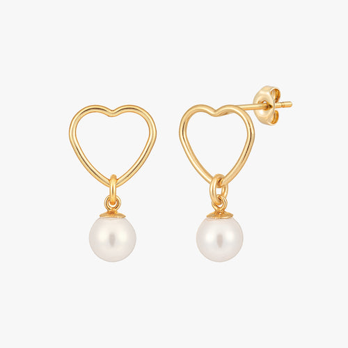 Pearl Open Heart Stud Earrings