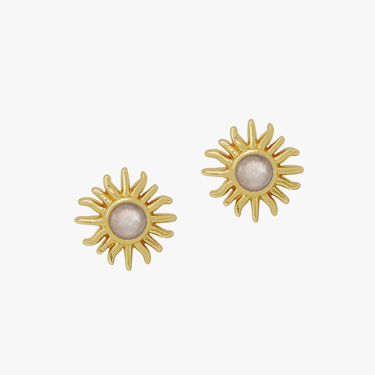 Moonstone Sun Stud Earrings