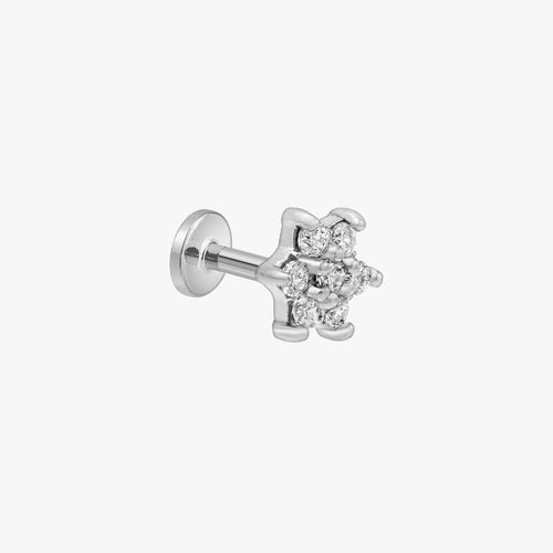 Pave Flower Internal Threaded Labret