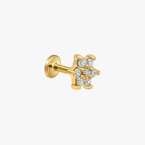 Pave Flower Internal Threaded Labret