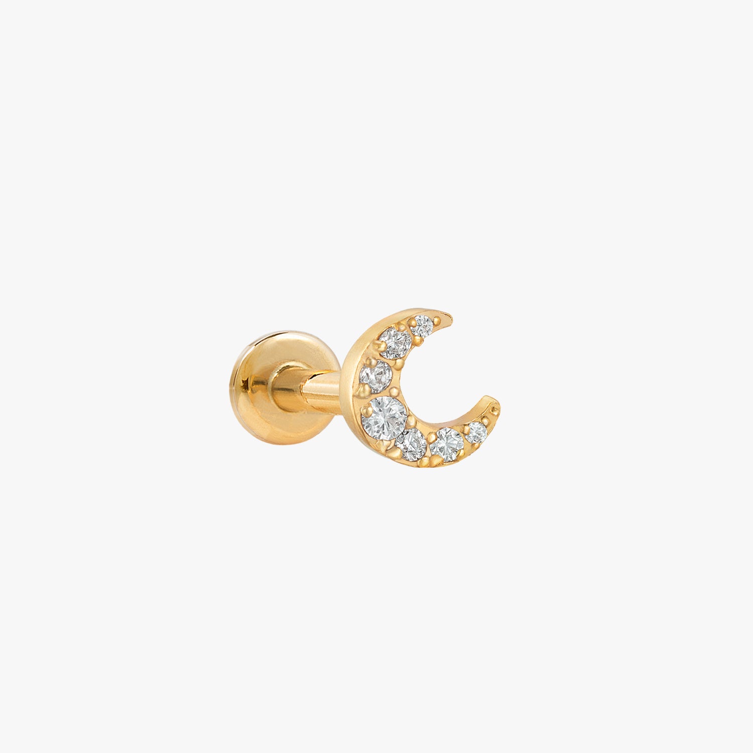 Dainty Moon Pin Top Earring (FOR Flat Back) Gold Moon