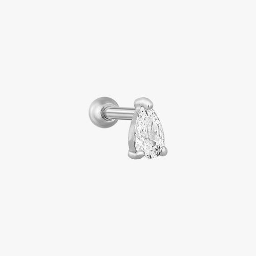 Teardrop CZ Jeweled Micro Barbell