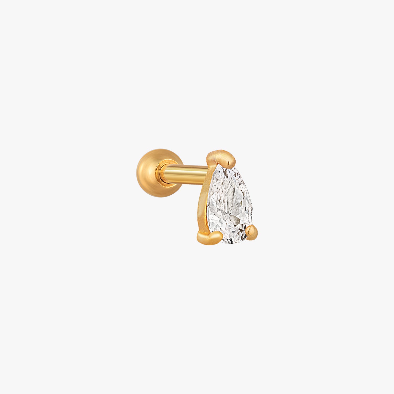 Teardrop CZ Jeweled Micro Barbell