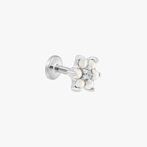 Opal CZ Flower Internal Threaded Labret