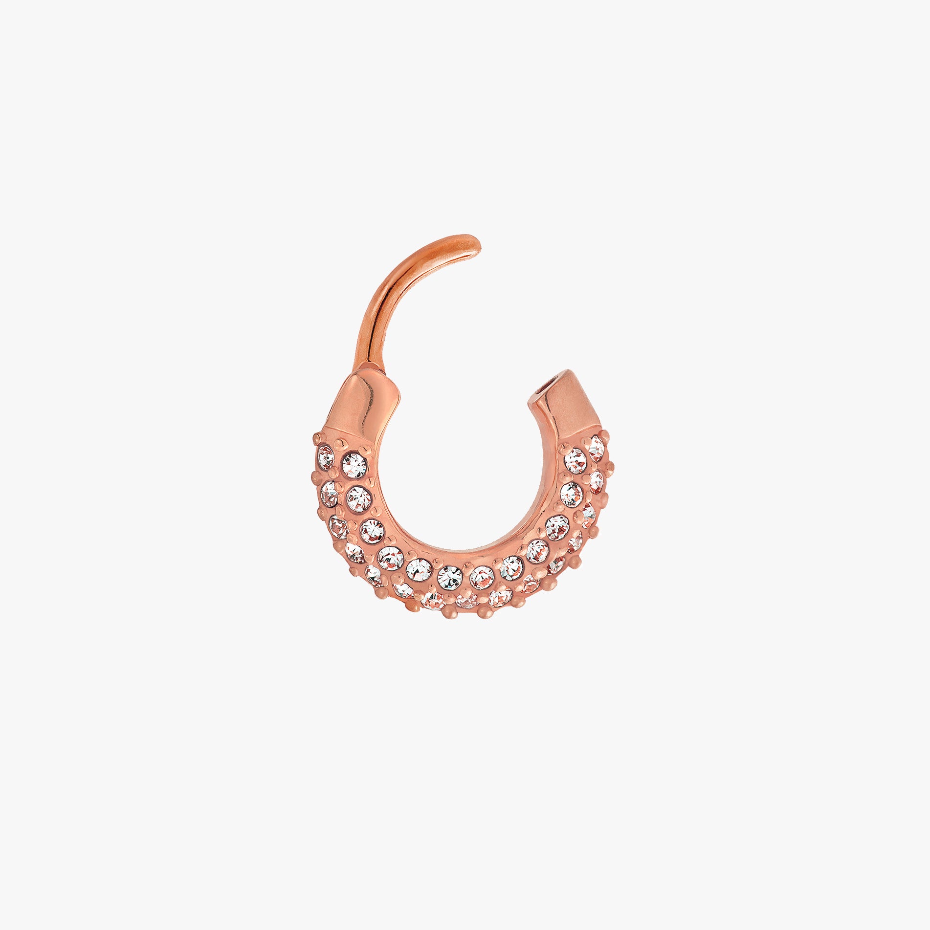 14k Rose Gold Septum Clicker..Lined shops cz's..16G..8mm..Solid Rose Gold