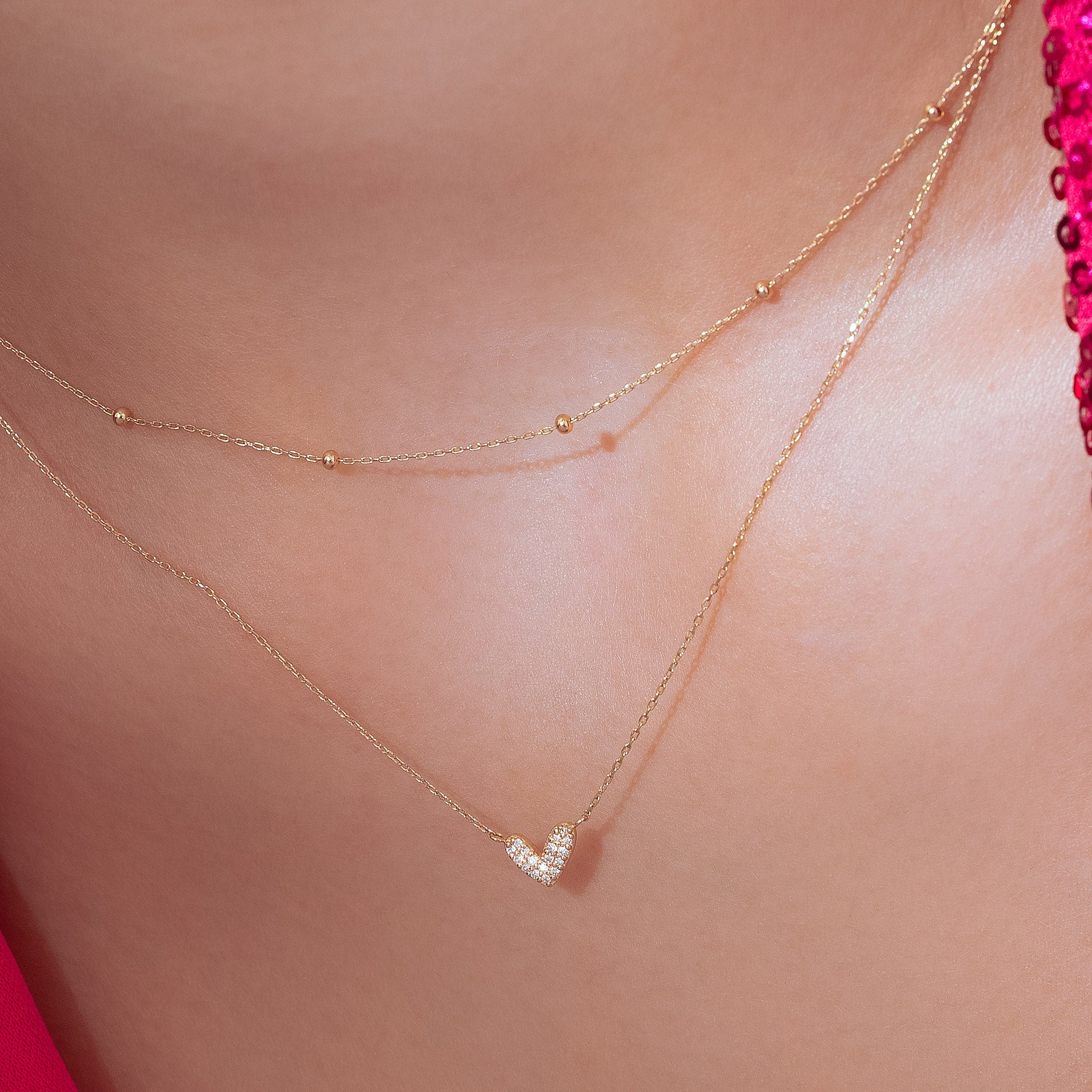 14k Gold Filled CZ Diamonds & Fan Double shops Layer Dainty Body Chain