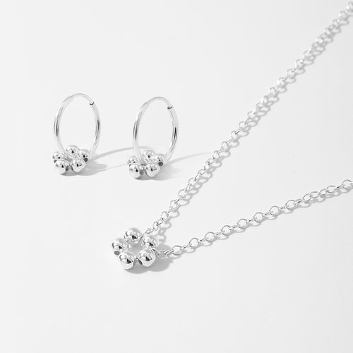 Floral Petal Beaded Collection - Silver