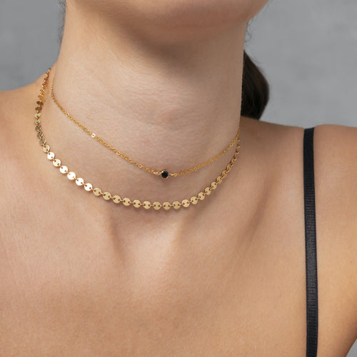 Coin Disc Choker Necklace