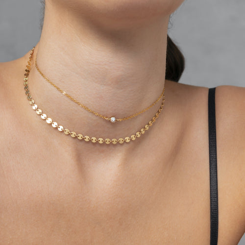 Minimal Dainty Sparkly Bezel Choker