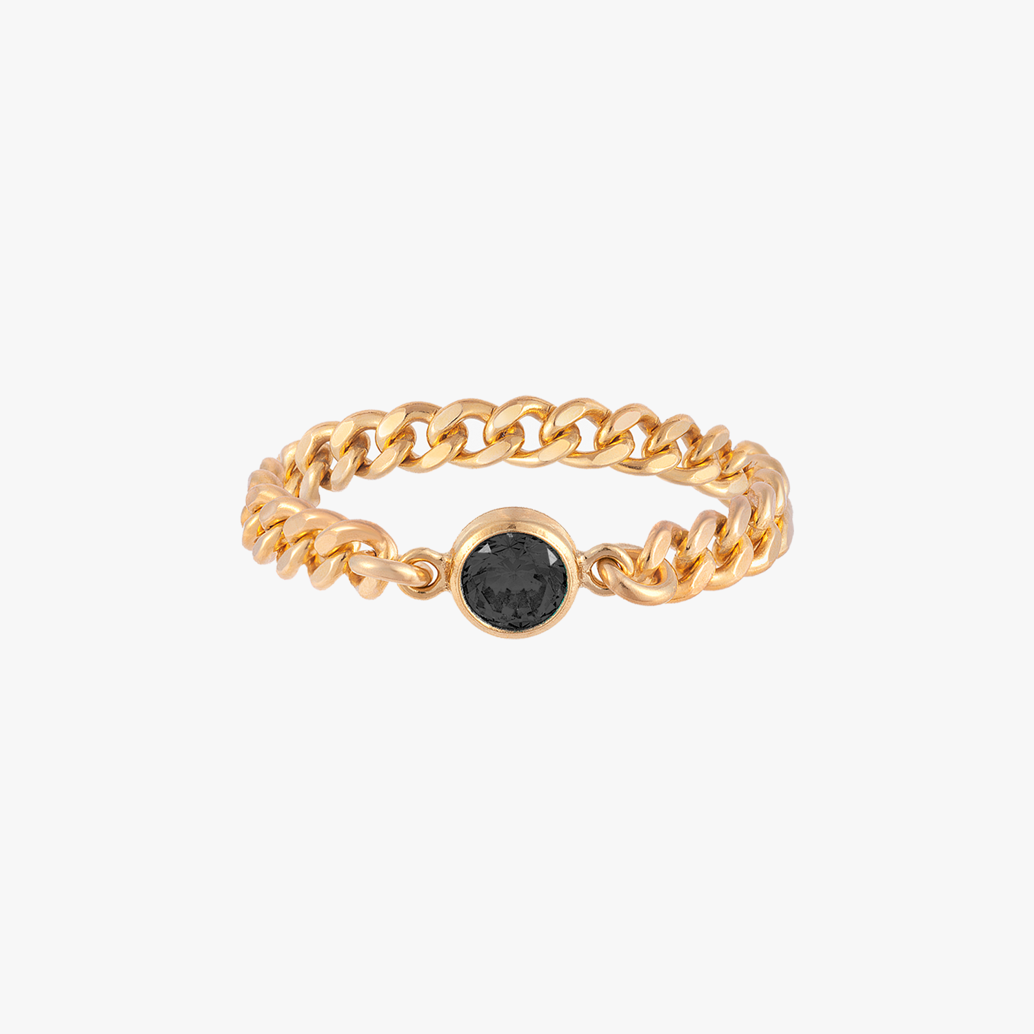 Curb Chain Black Bezel Ring