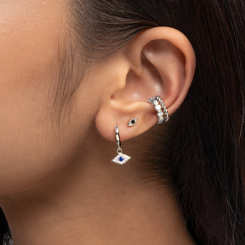 Sparkle Evil Eye Hoop Earrings