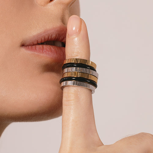 Daring Black Stacker Ring