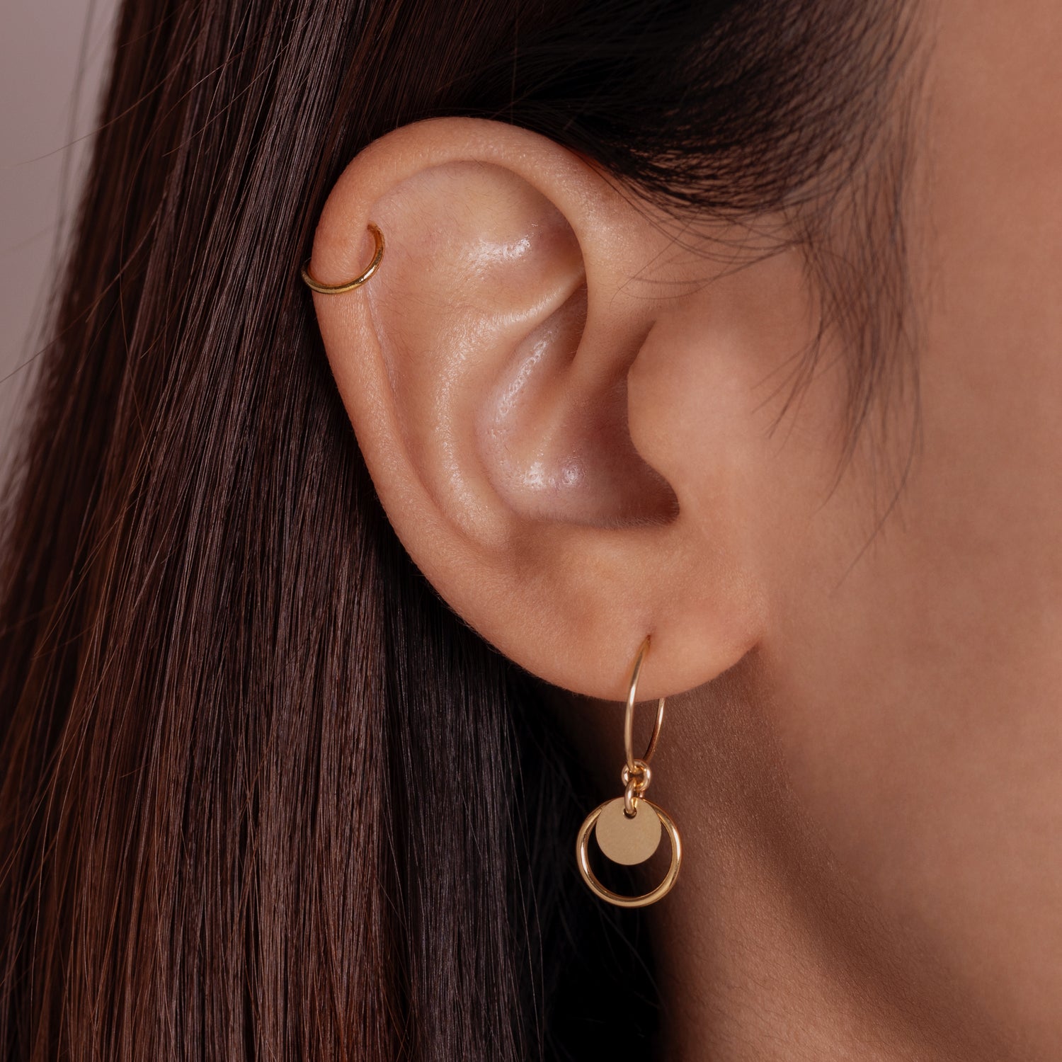 Saturn Disc Hoop Earrings