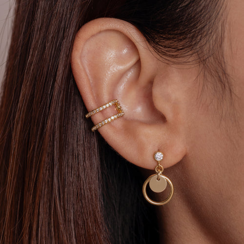 Triple Treasure Stud Earring | 14k Gold | EF Collection — EF Collection®