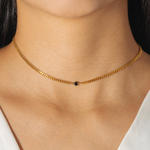 Curb Chain Black Bezel Choker