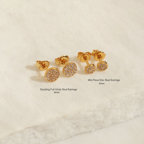 Mini Pave Disc Stud Earrings