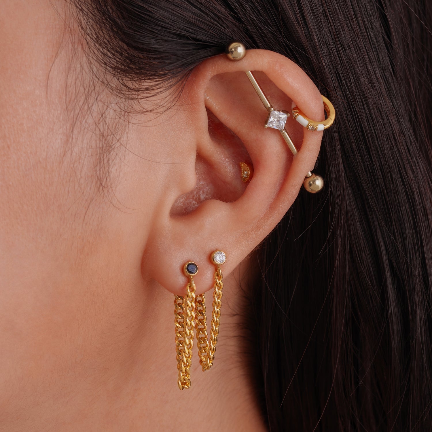 J&CO Jewellery Curb Chain Bar Dangle Earrings