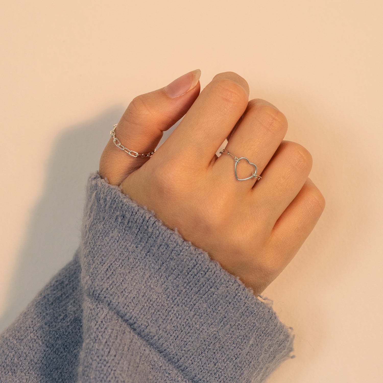 Fall In Love Chain Silver Ring