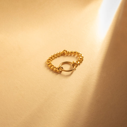 Open Circle Chain Gold Ring