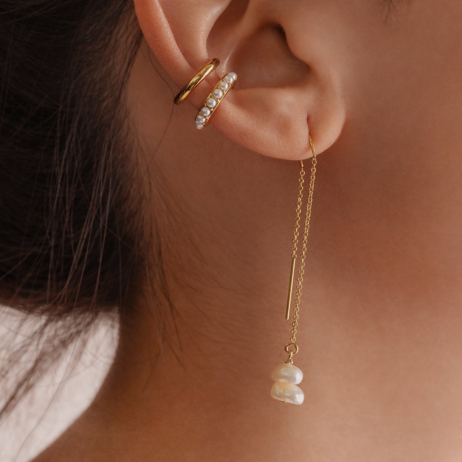 Baroque Pearl Threader Earrings
