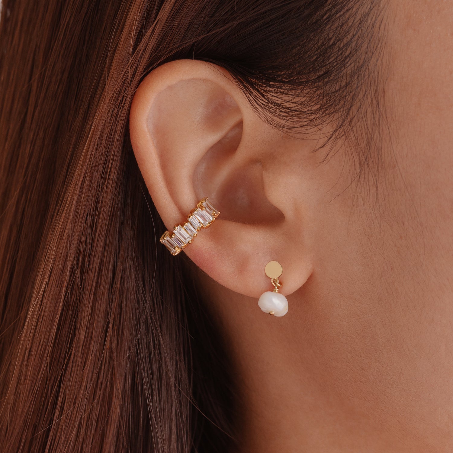 CZ and Mother of Pearl Hook Earrings