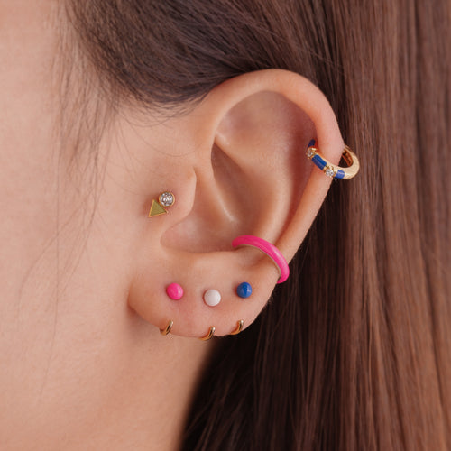 Baby Ball Pink Huggie Earrings