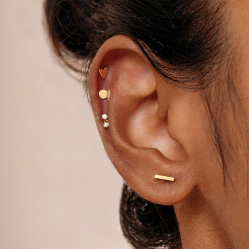14K Solid Gold Bar Threaded Labret Earring