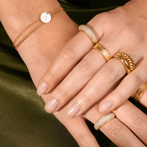 Encrusted Pave Dome Ring Gold