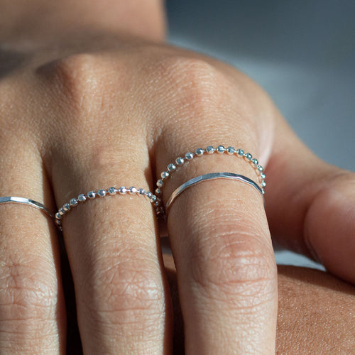 Baby Ball Chain Ring Silver